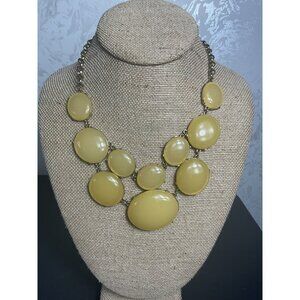 Vintage Yellow Bubble Statement Necklace With Gold Chain Adjustable Length